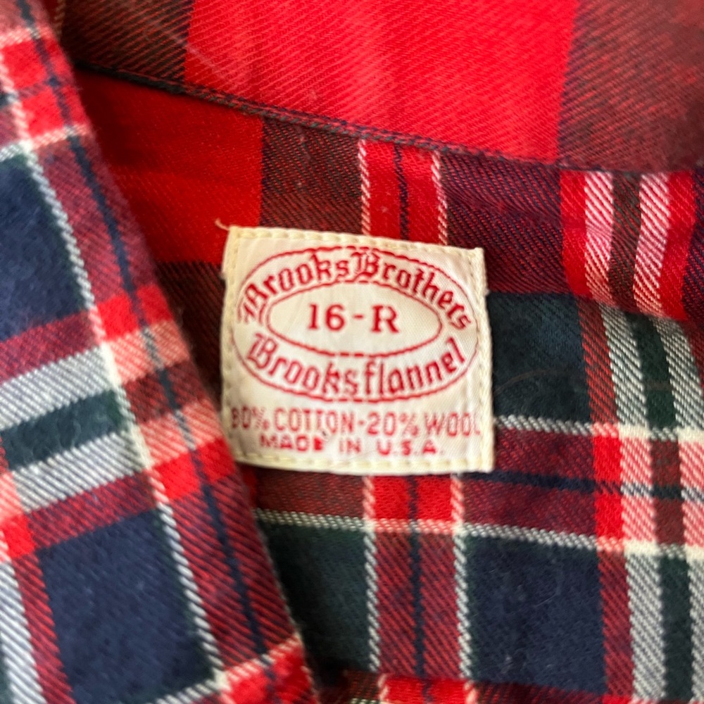 Brooks Brothers Brothers Flannel. Classic red plaid long sleeve button down. 16R - Picture 3 of 8